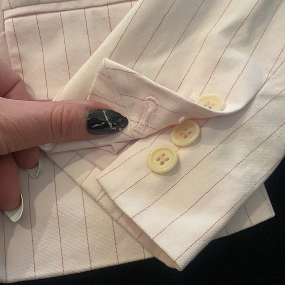 Pale pink and pink pinstripe blazer. Size 2. - Picture 3 of 5